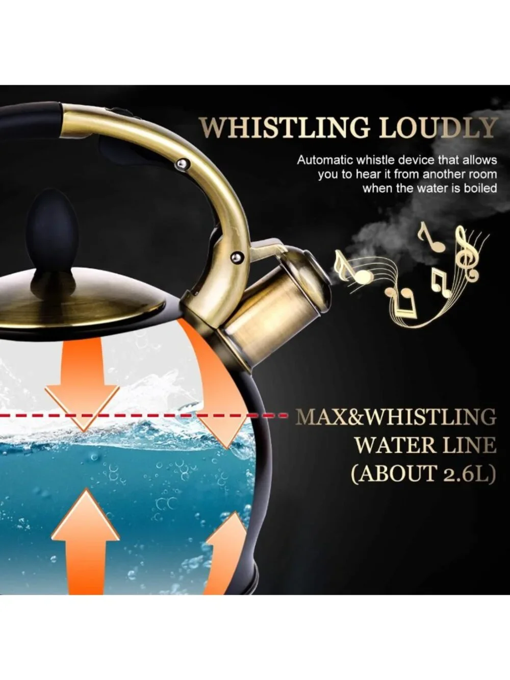 Whistling Tea Kettle 2.7QT Stainless Steel Teapot with Ergonomic Handle & Mitt